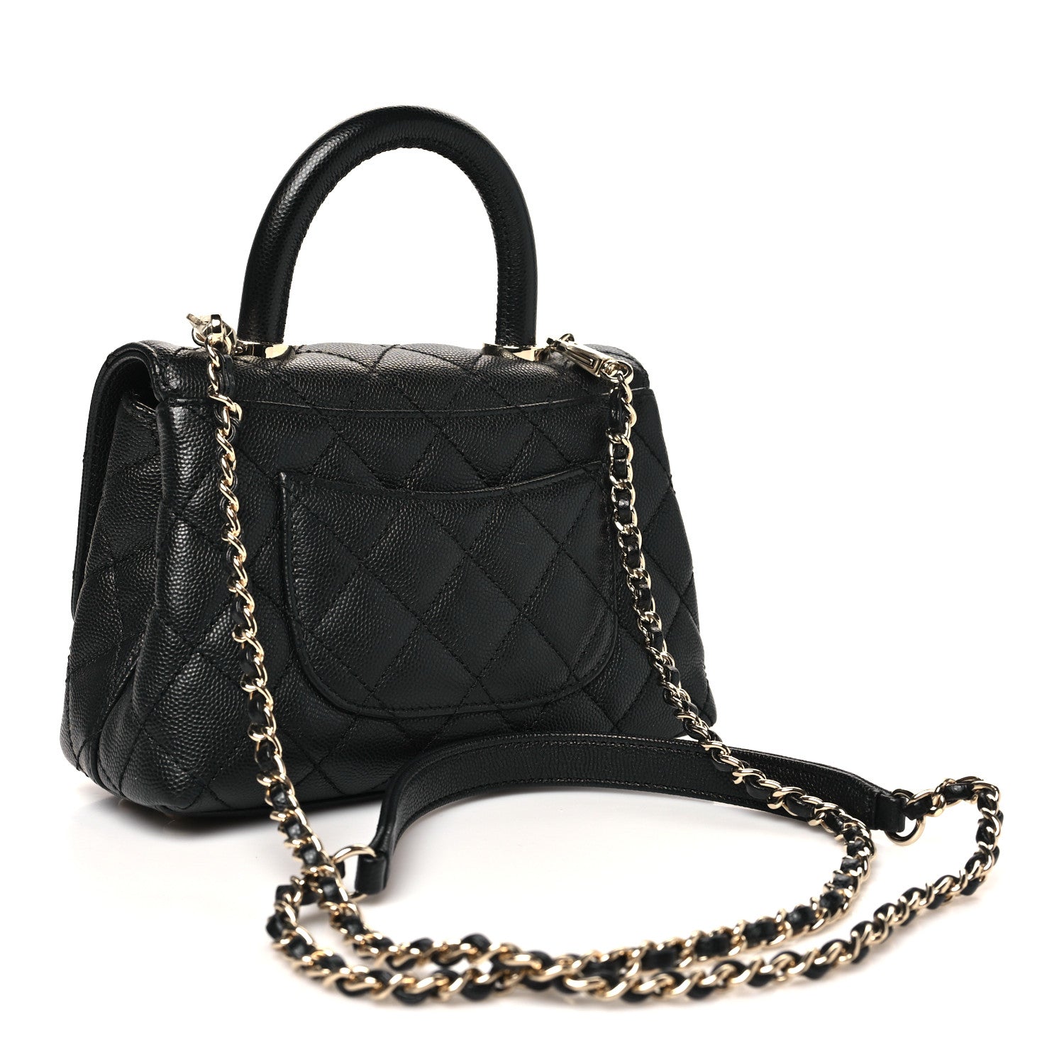 Caviar Quilted Extra Mini Coco Handle Flap Black