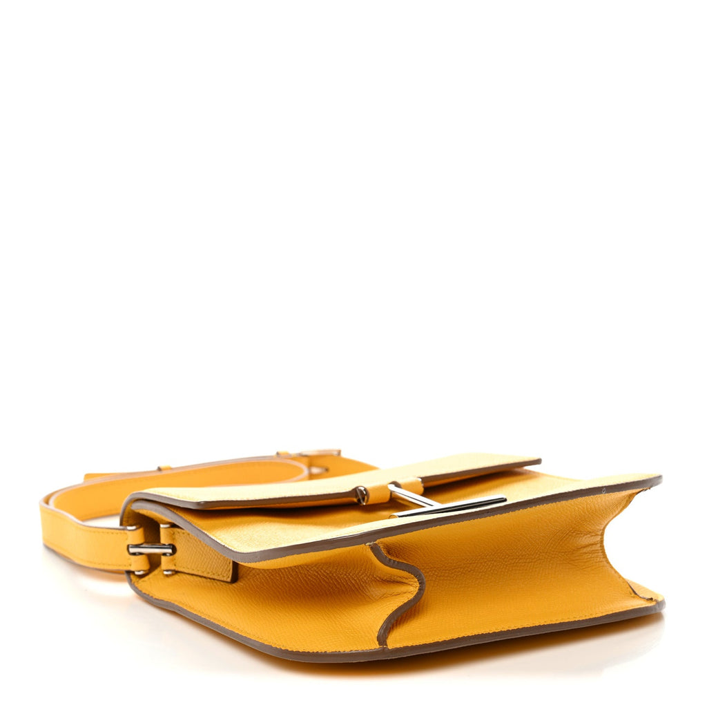 Grained Calfskin Mini T Clasp Tara Crossbody Bag Yellow