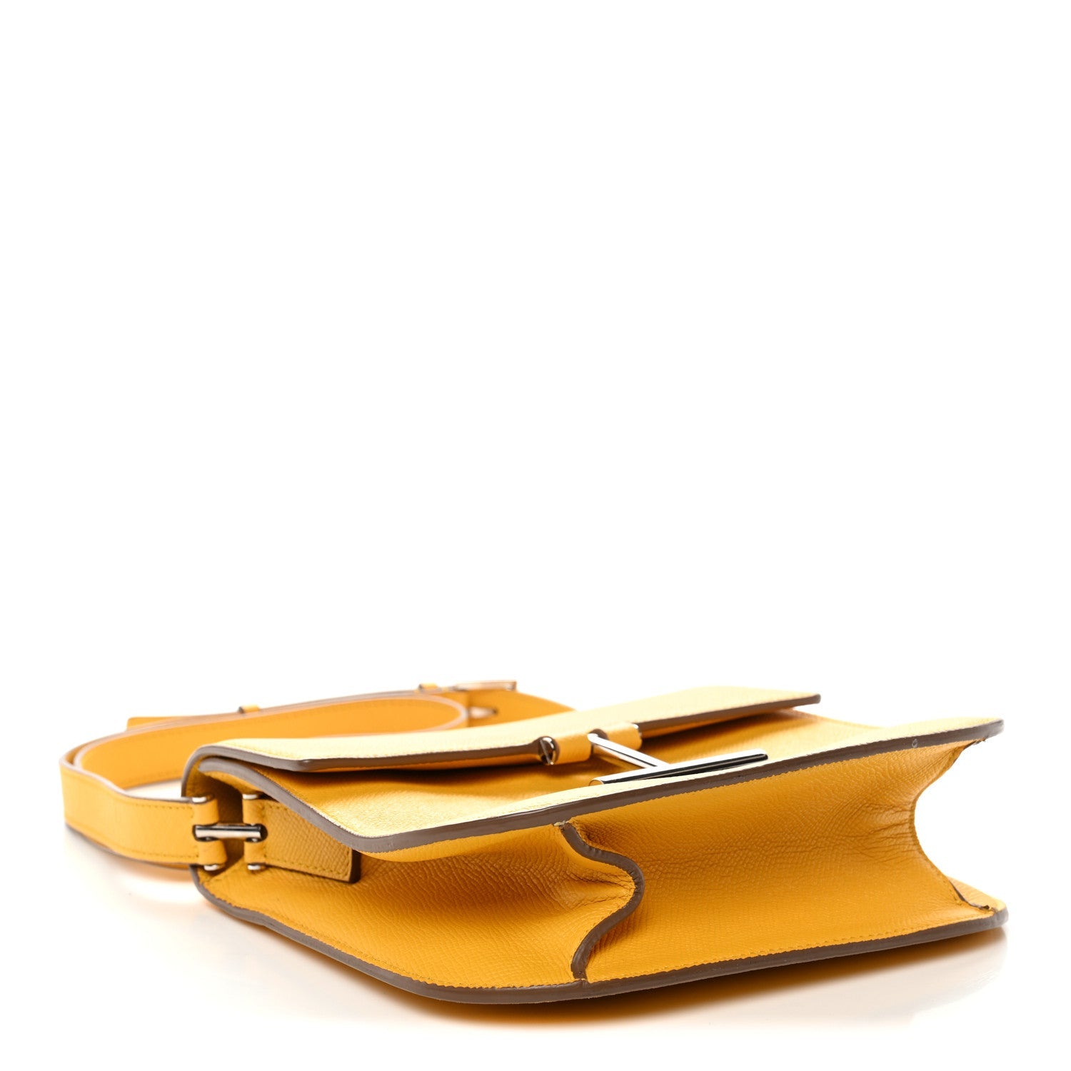 Grained Calfskin Mini T Clasp Tara Crossbody Bag Yellow