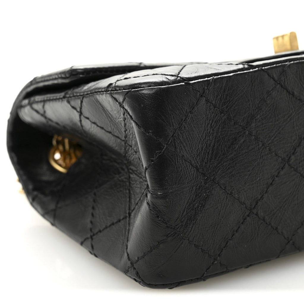 Aged Calfskin Quilted 2.55 Reissue Mini Flap Black