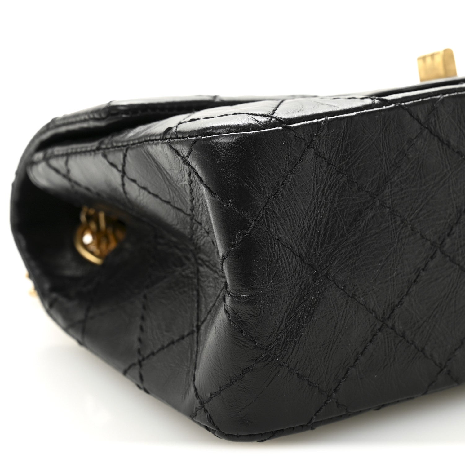 Aged Calfskin Quilted 2.55 Reissue Mini Flap Black