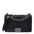 Lambskin Quilted Medium Boy Flap Black