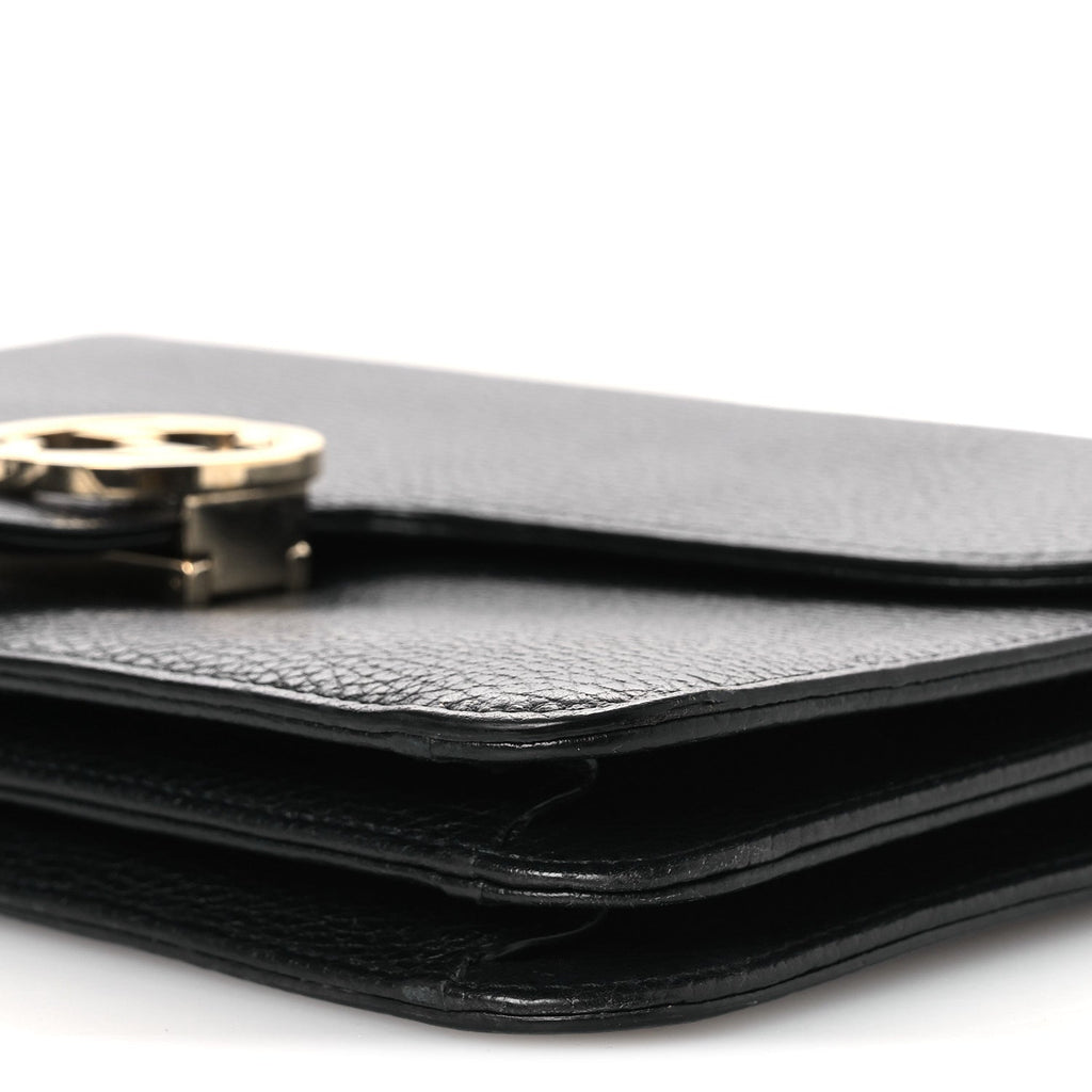 Dollar Calfskin Interlocking G Shoulder Bag Black
