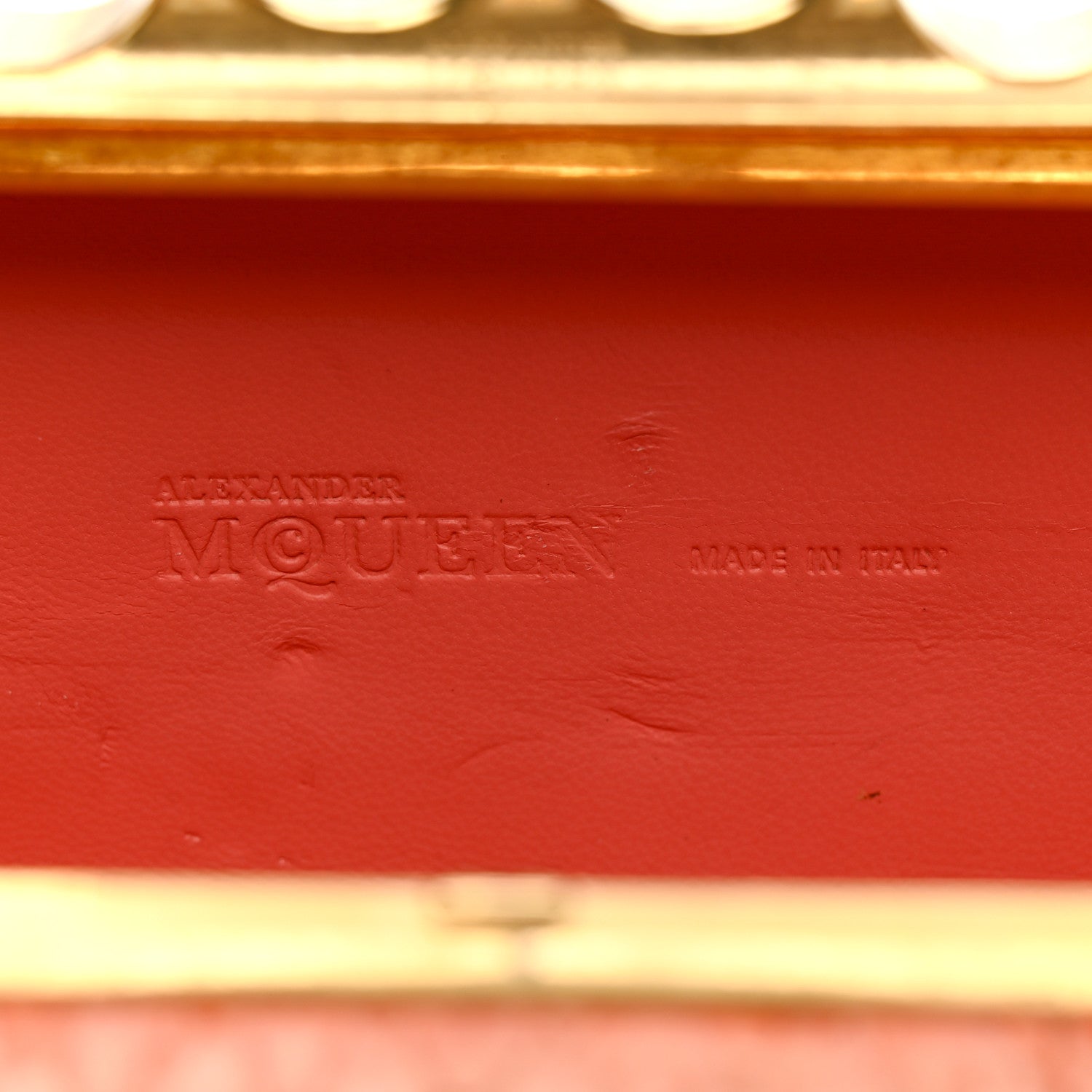 Snakeskin Knuckle Box Clutch Orange