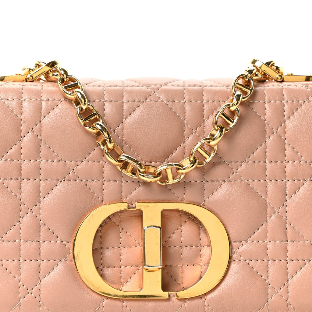 Calfskin Cannage Small Caro Bag Rose De Vents