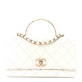 Caviar Quilted Small Top Handle Flap With Chain White