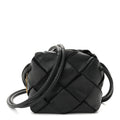 Lambskin Maxi Intrecciato Mini Cassette Camera Bag Black