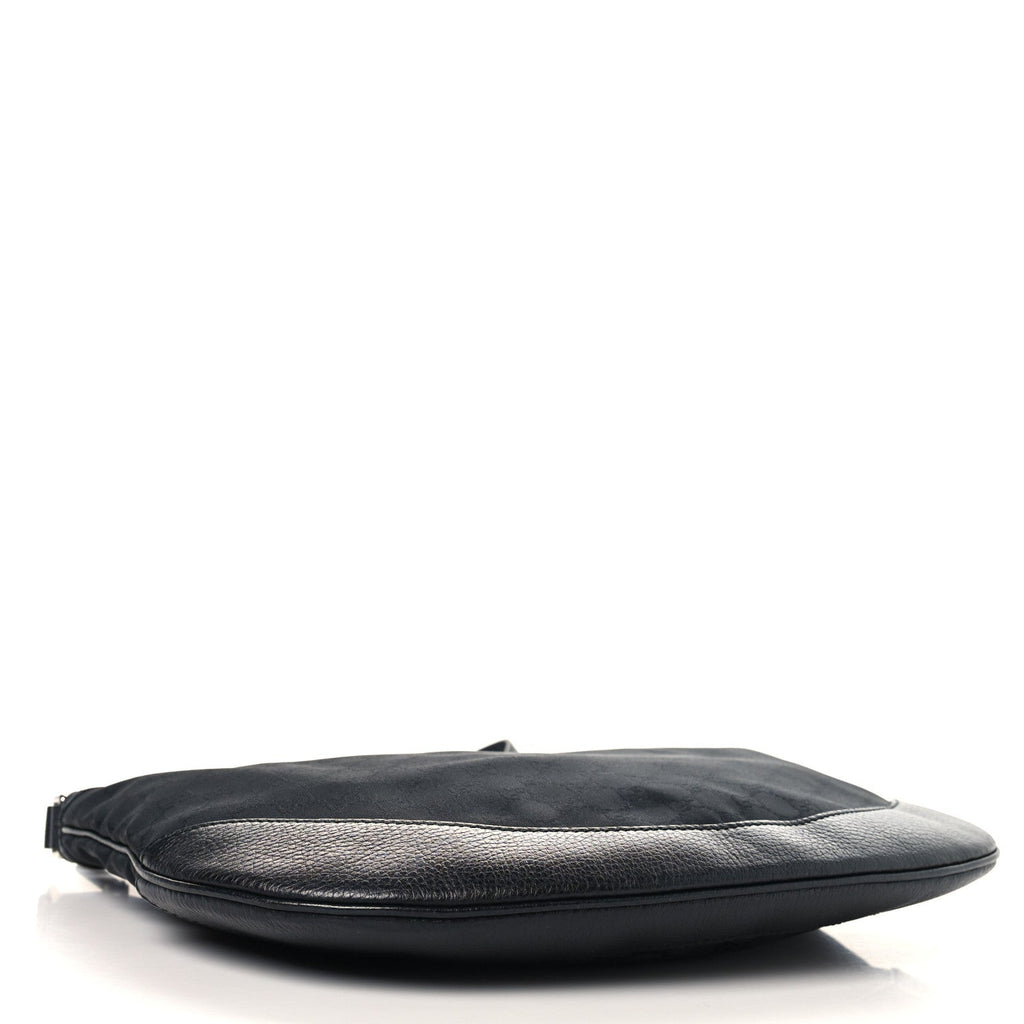 Denim Monogram Large Half Moon Hobo Black