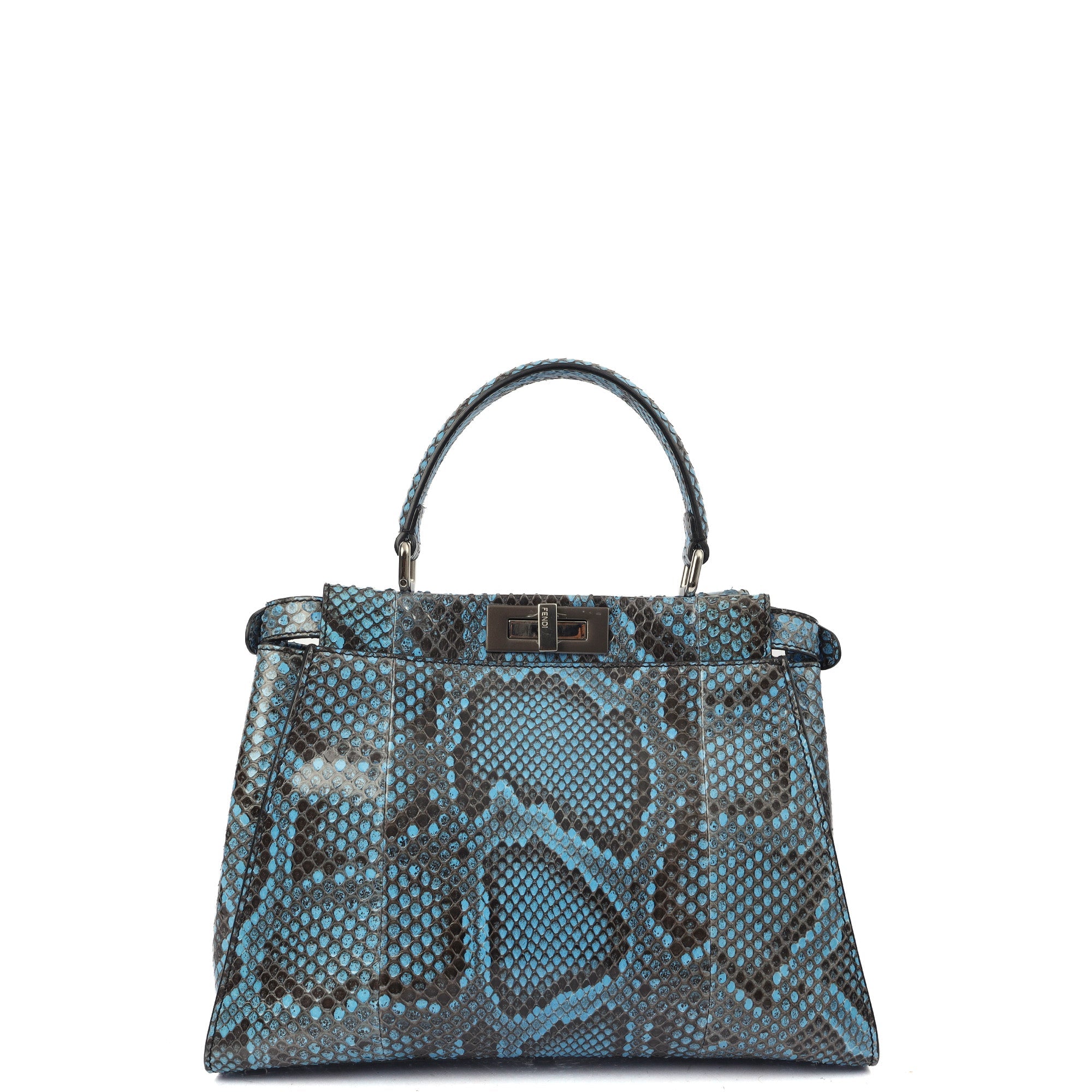 Fendi Top Handle Peekaboo - Medium in Blue, Python Leather