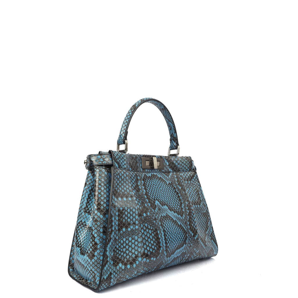 Fendi Top Handle Peekaboo - Medium in Blue, Python Leather