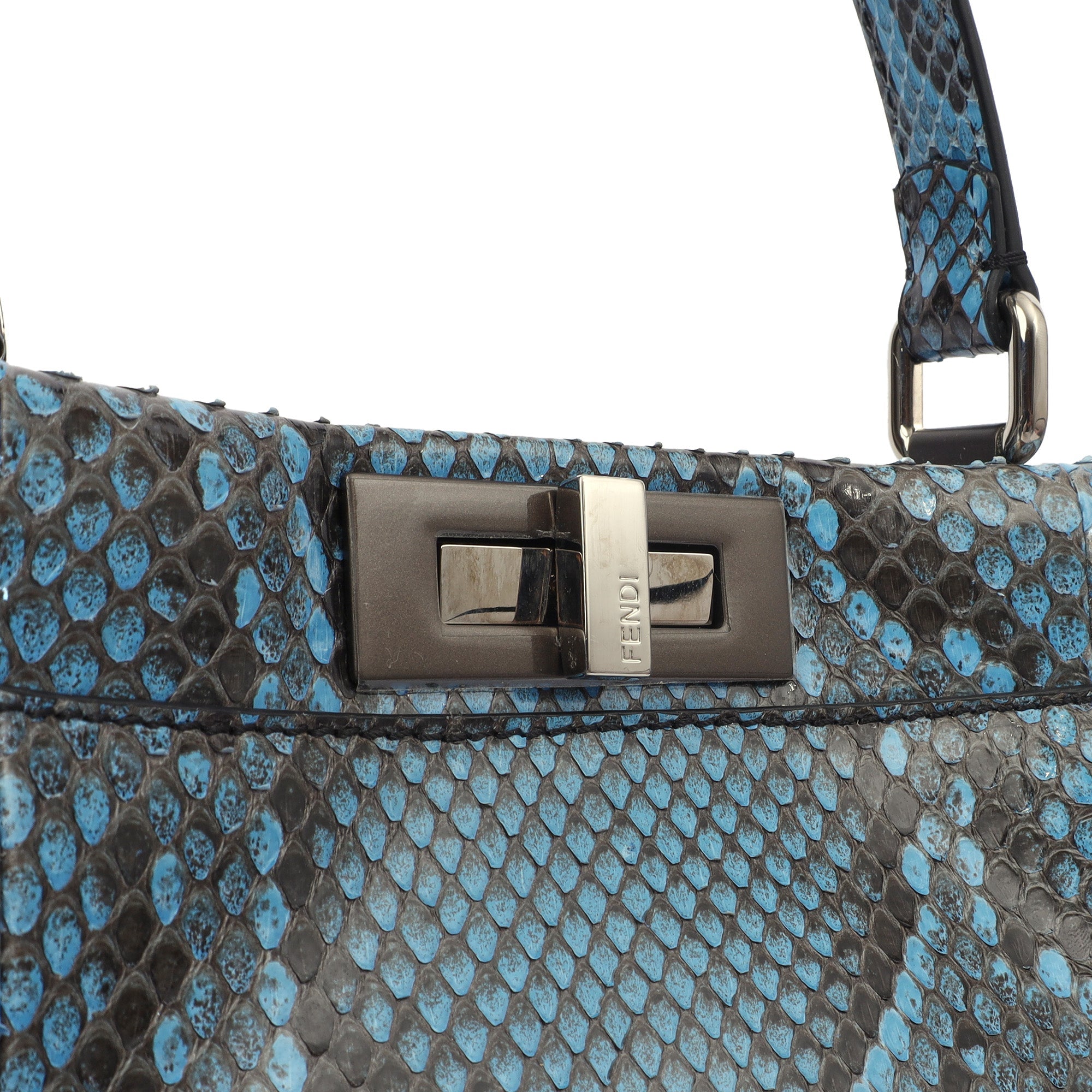 Fendi Top Handle Peekaboo - Medium in Blue, Python Leather