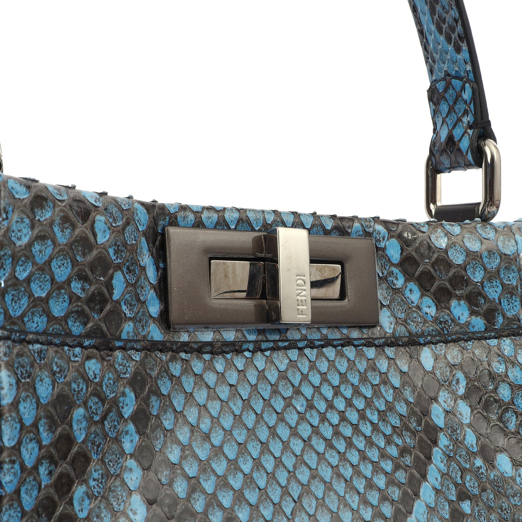 Fendi Top Handle Peekaboo - Medium in Blue, Python Leather