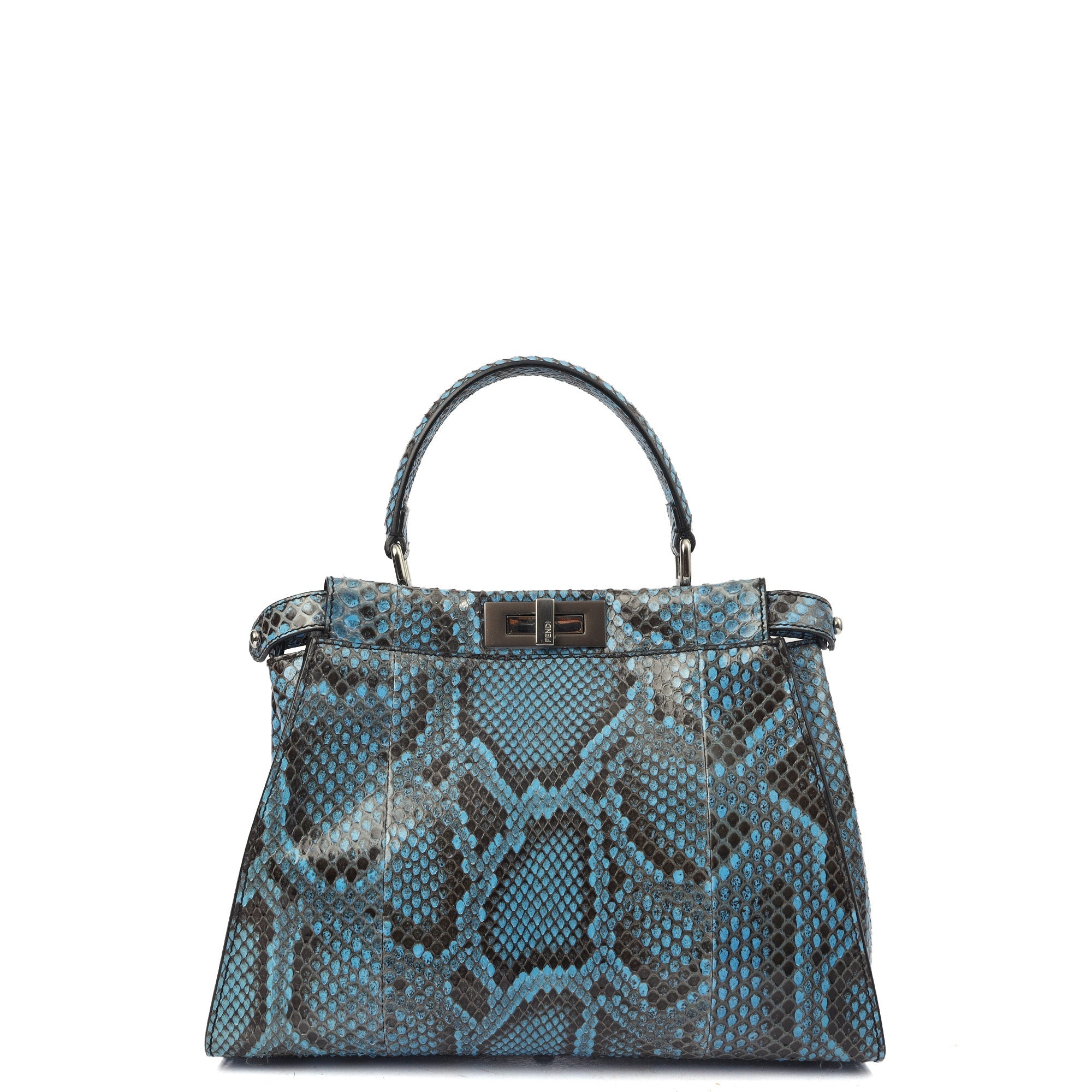 Fendi Top Handle Peekaboo - Medium in Blue, Python Leather