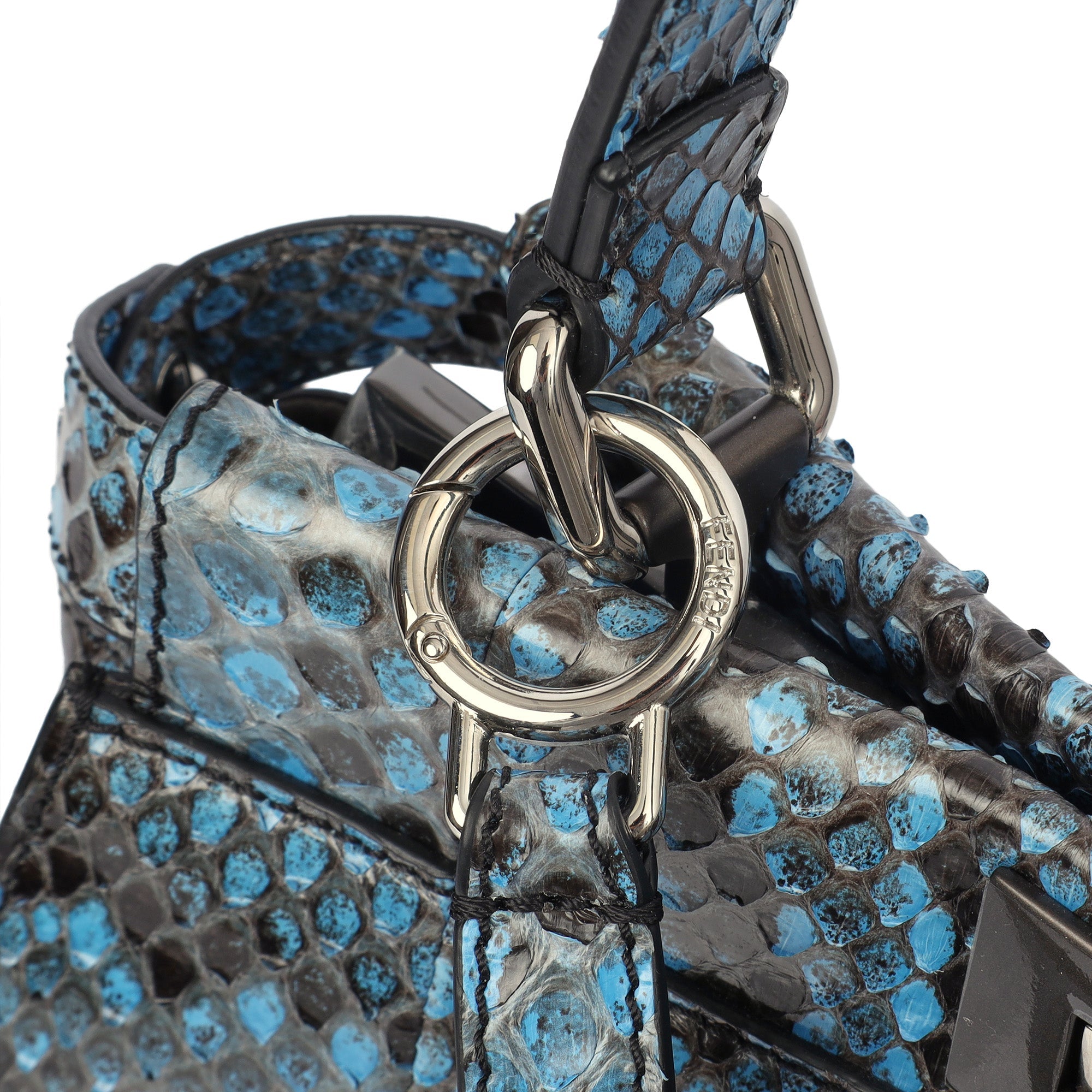 Fendi Top Handle Peekaboo - Medium in Blue, Python Leather