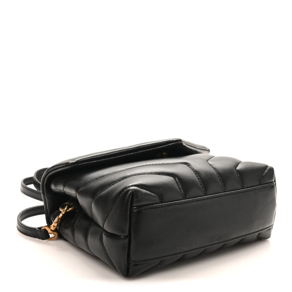 Calfskin Y Quilted Monogram Toy Loulou Crossbody Bag Black