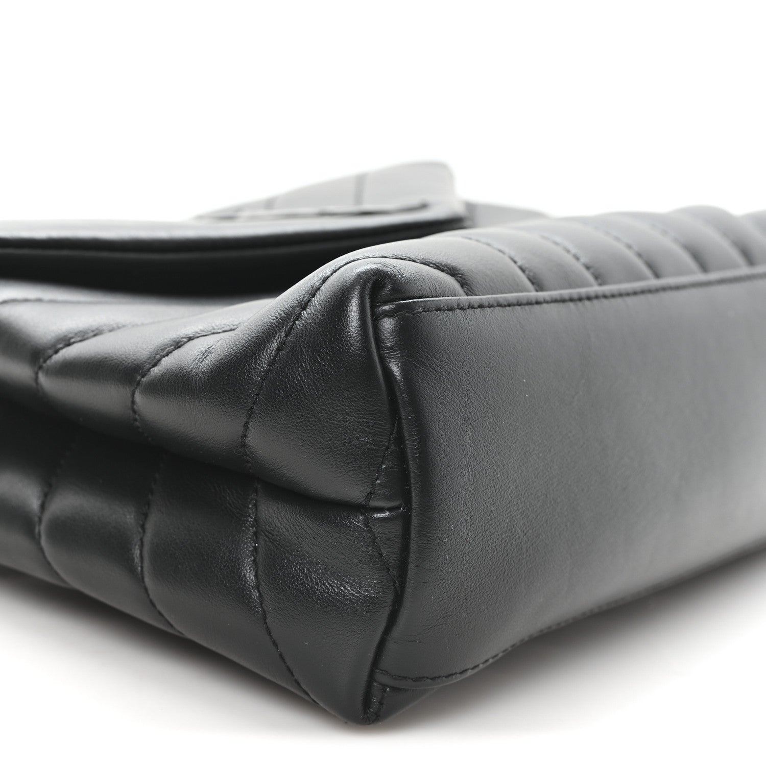 Calfskin Y Quilted Monogram Small Loulou Chain Satchel Black