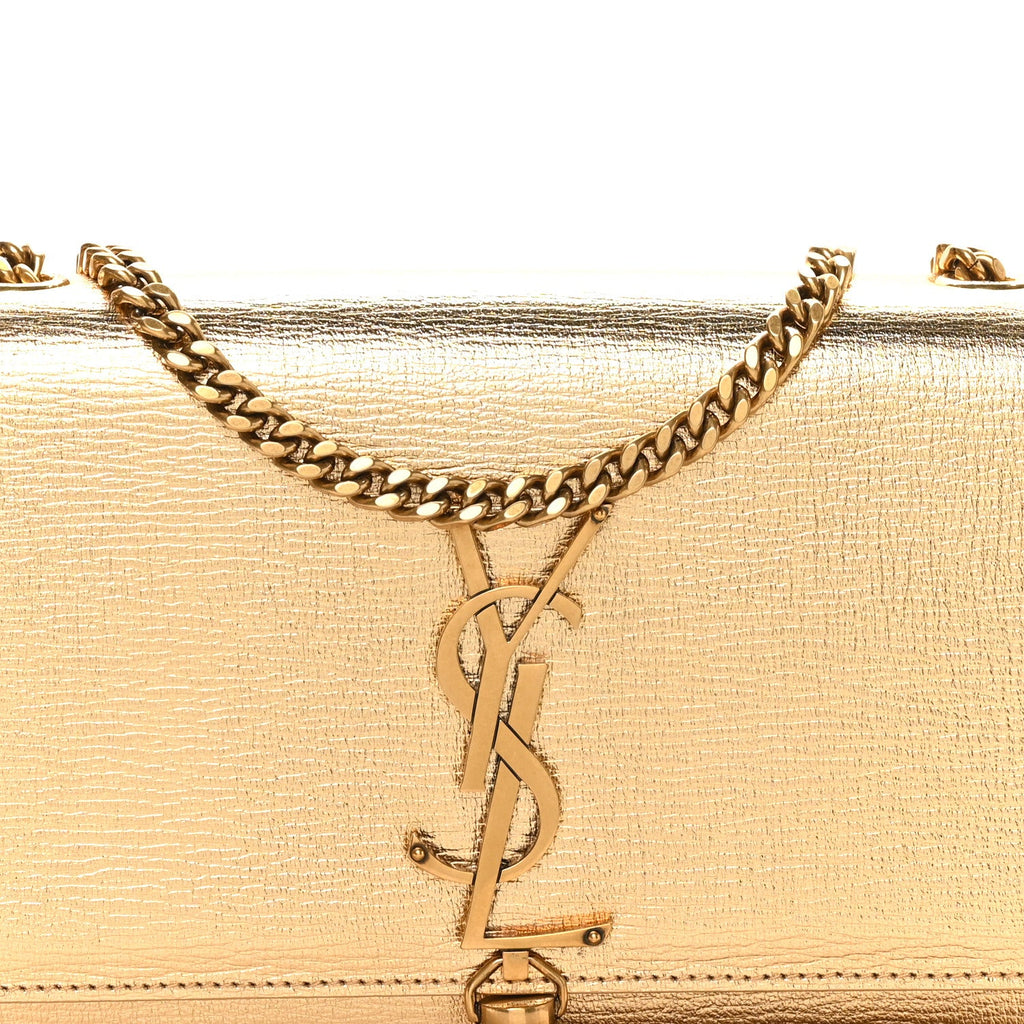 Metallic Calfskin Small Classic Monogram Kate Tassel Satchel Gold