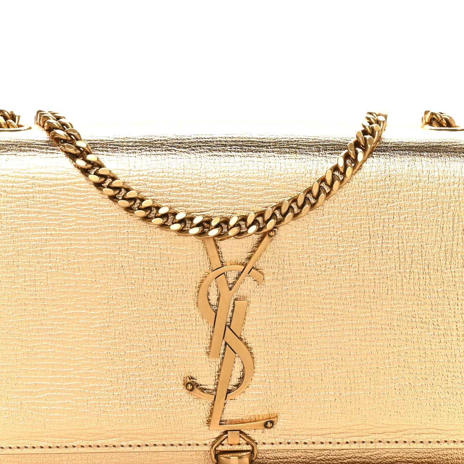 Metallic Calfskin Small Classic Monogram Kate Tassel Satchel Gold