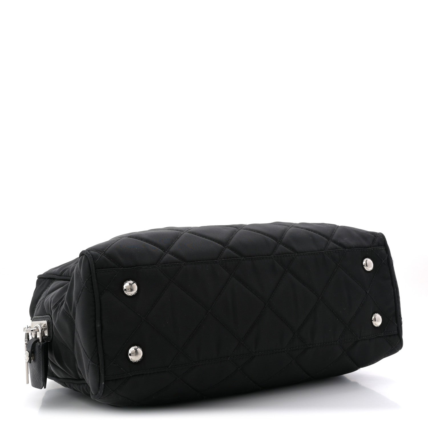 Nylon Tessuto Impuntu Quilted Shoulder Bag Black