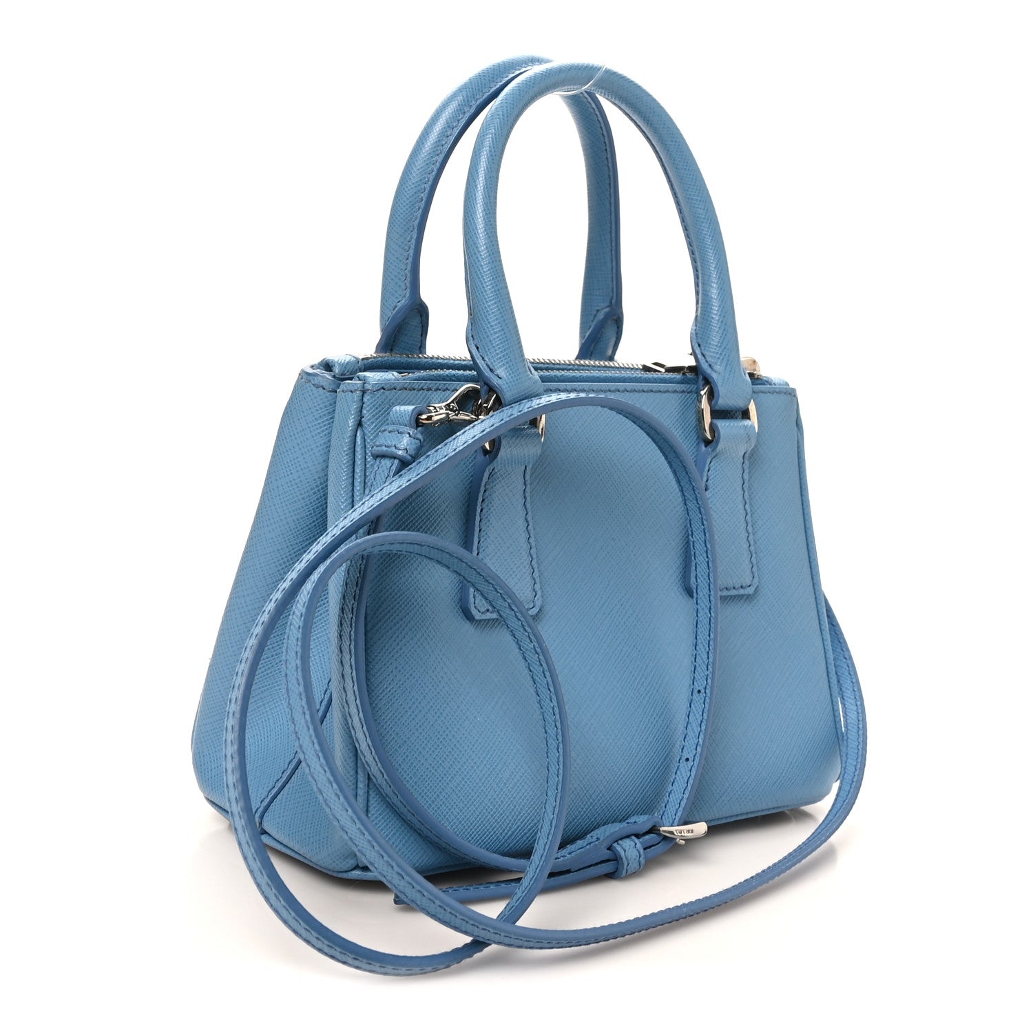 Saffiano Lux Micro Galleria Double Zip Tote Turchese