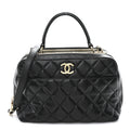 Lambskin Quilted Medium Trendy CC Bowling Bag Black