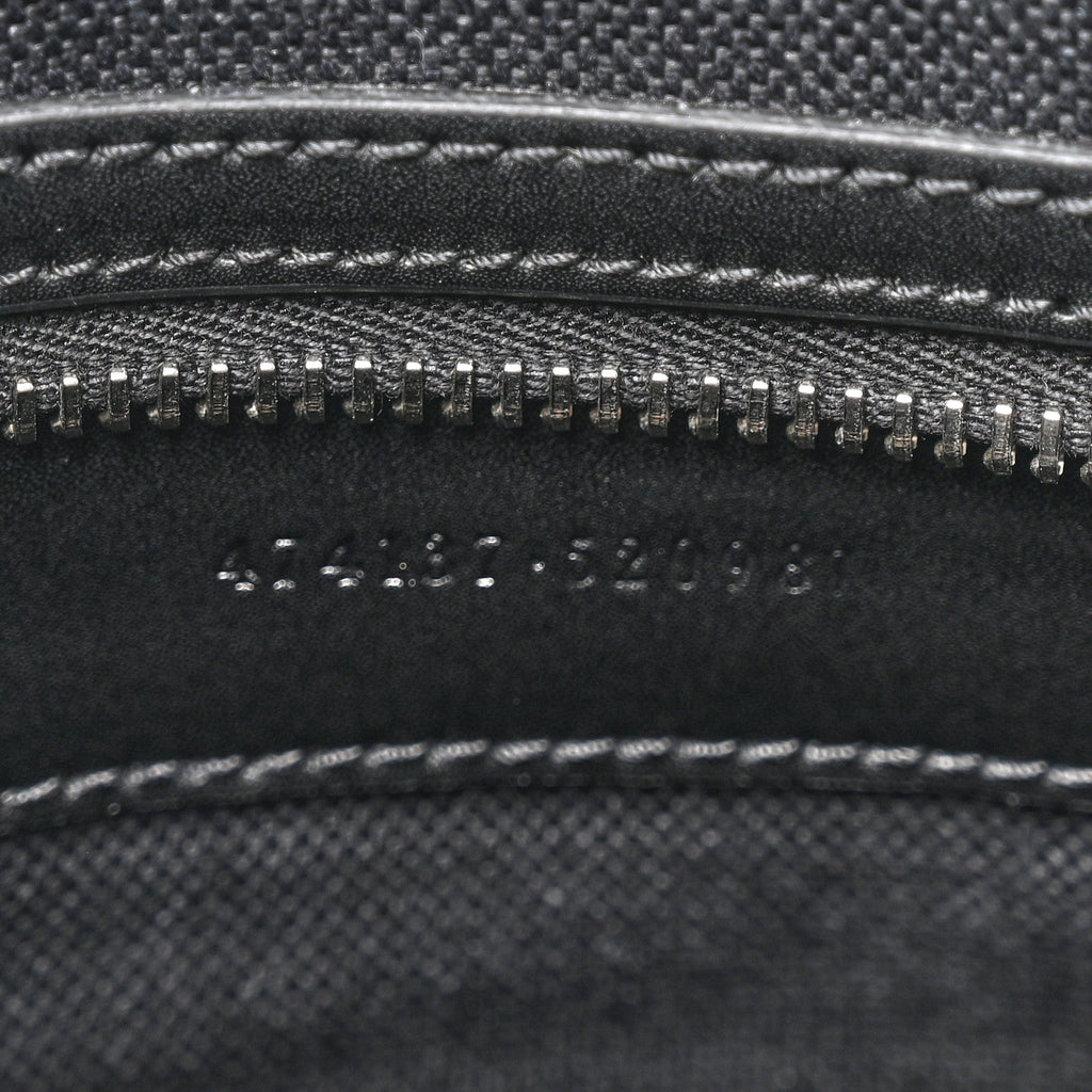 GG Supreme Monogram Appia Calfskin Web Flat Messenger Bag Black Grey