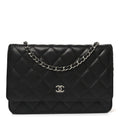 Lambskin Quilted Wallet On Chain WOC Black