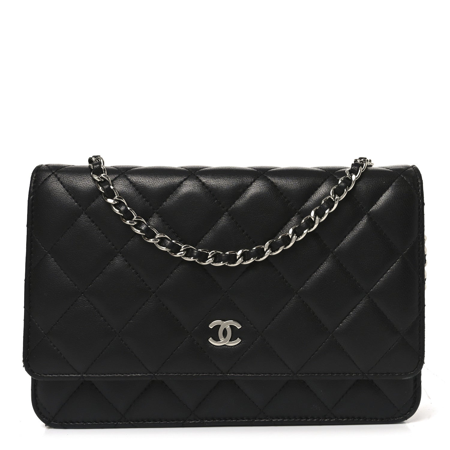 Lambskin Quilted Wallet On Chain WOC Black