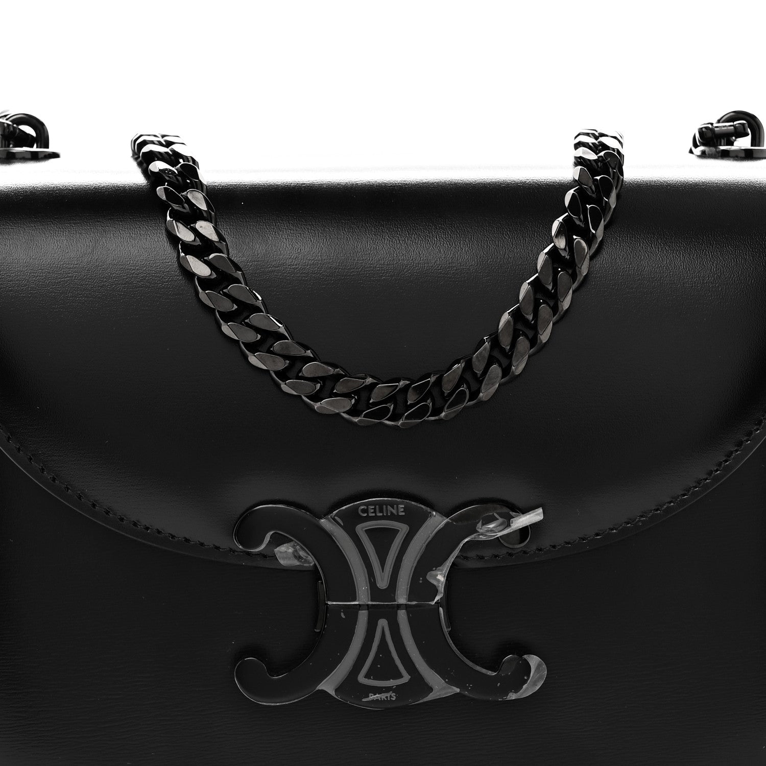 Calfskin Besace Clea Chain Triomphe Black