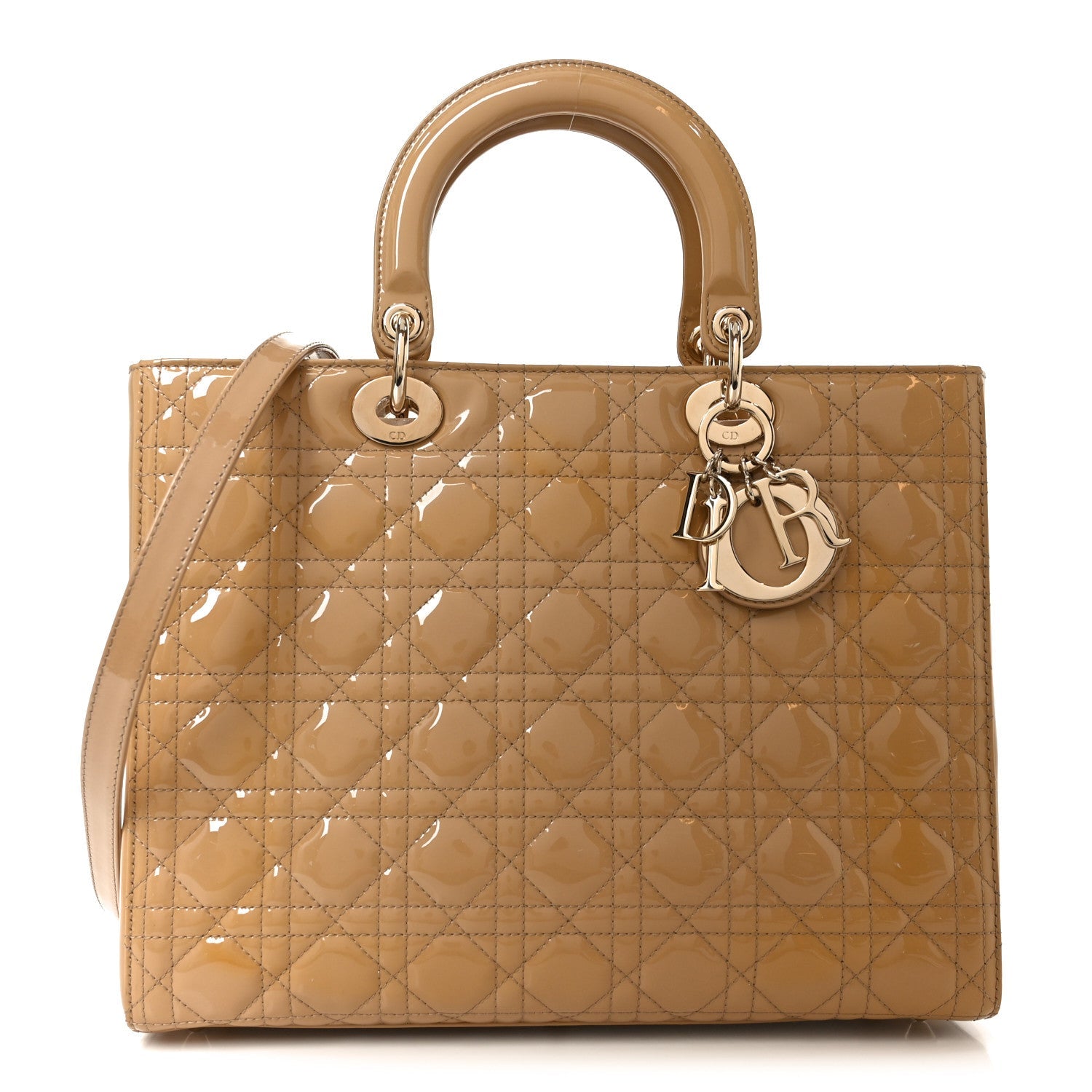 Patent Cannage Large Lady Dior Beige