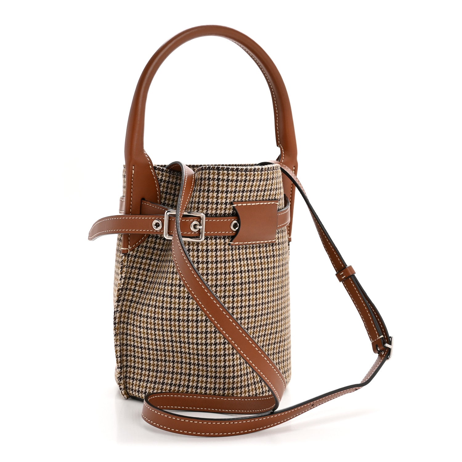 Smooth Calfskin Tweed Nano Big Bag Bucket Tan
