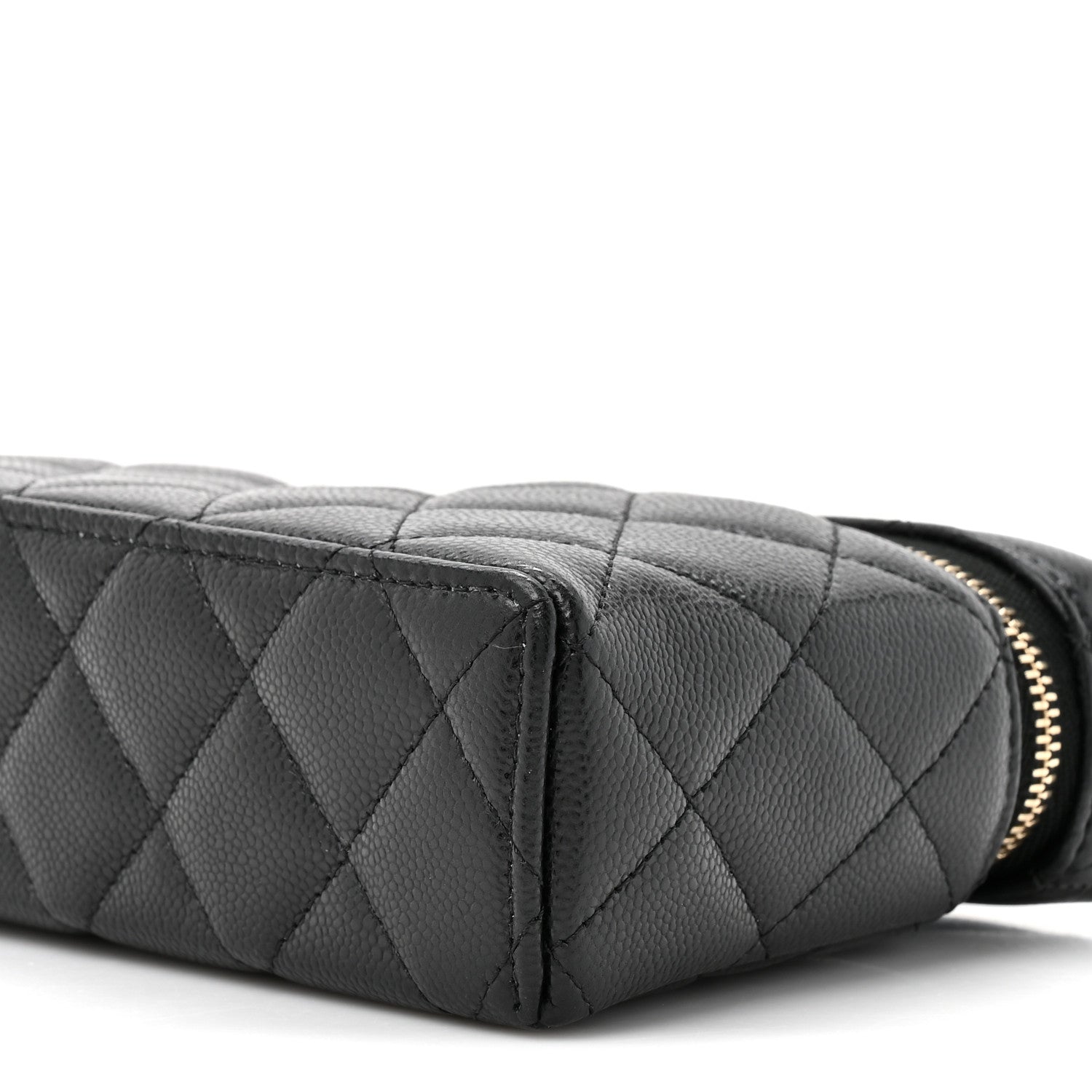Caviar Quilted Top Handle Slim Vanity With Chain Black