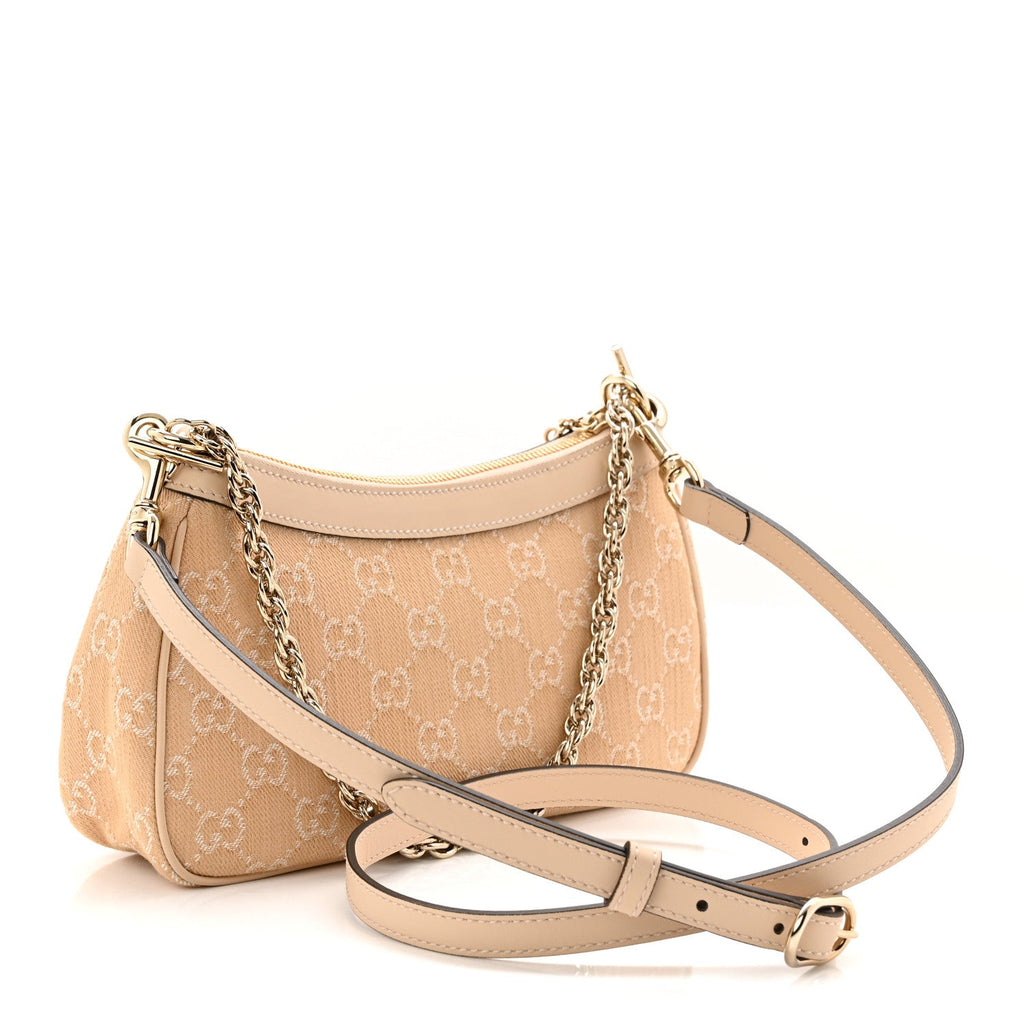 Denim GG Monogram Calfskin Small Shoulder Bag Souffle Rose