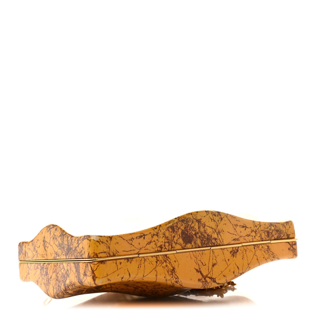 Spazzolato Calfskin Chain Clutch Gold Marble