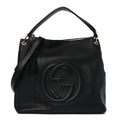 Pebbled Calfskin Large Soho Hobo Black