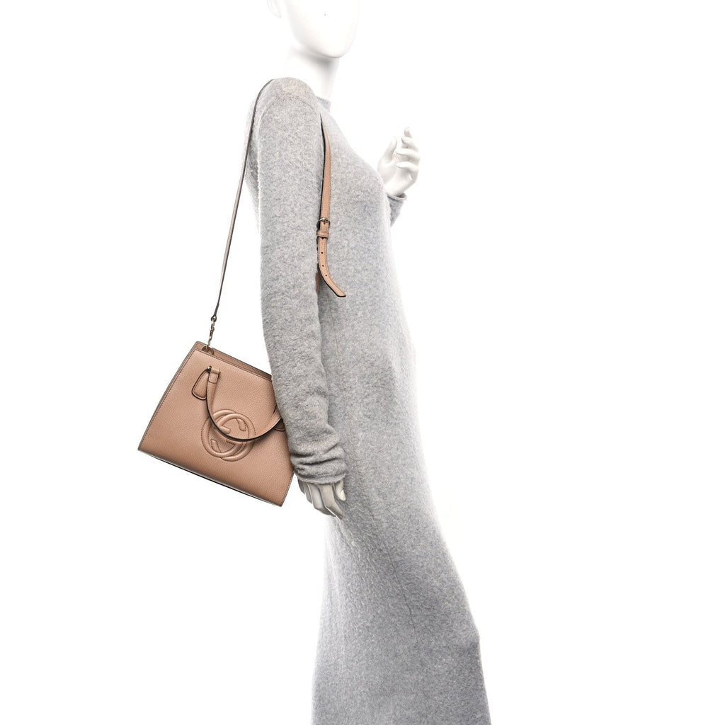 Dollar Calfskin Medium Soho Top Handle Satchel Camelia