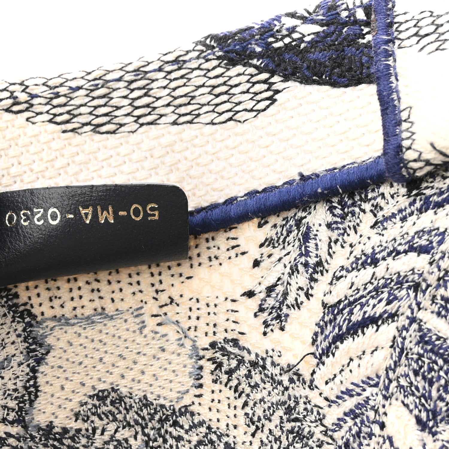 Canvas Embroidered Large Palm Tree Toile De Jouy Book Tote Blue