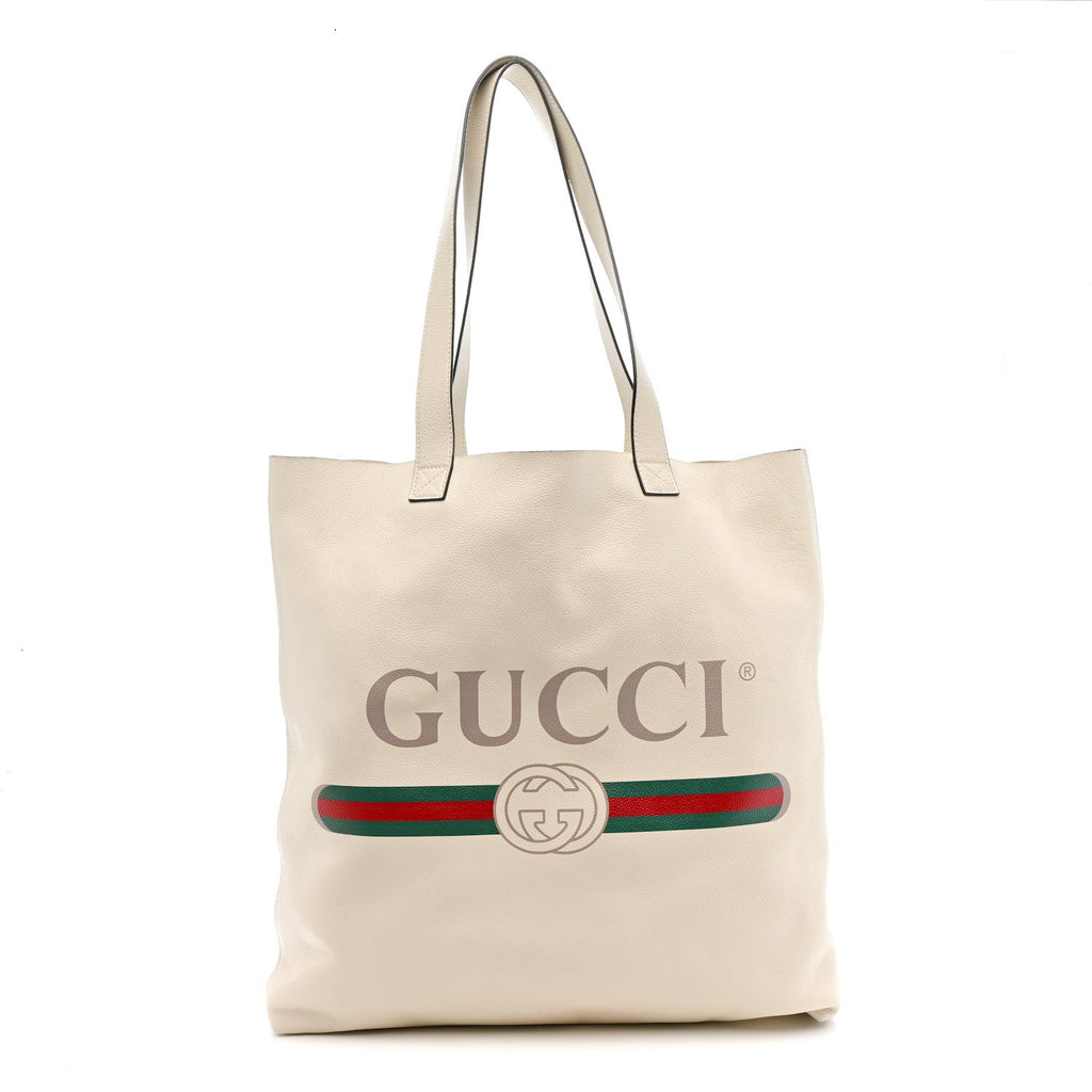 Calfskin Mens Logo Tote White