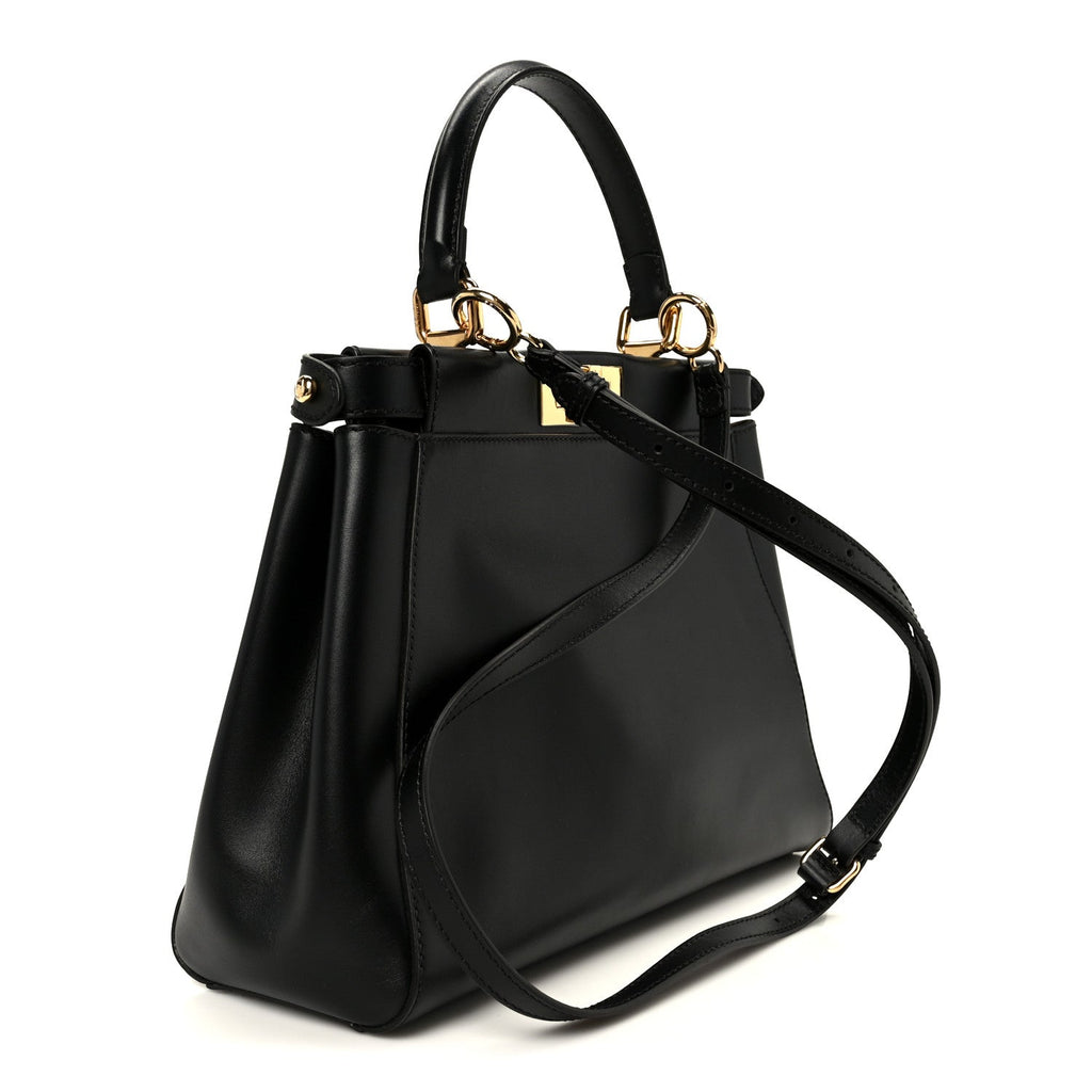 Vitello Morgan Fabric Jacquard Pequin Medium Peekaboo Iconic Satchel Black Tobacco