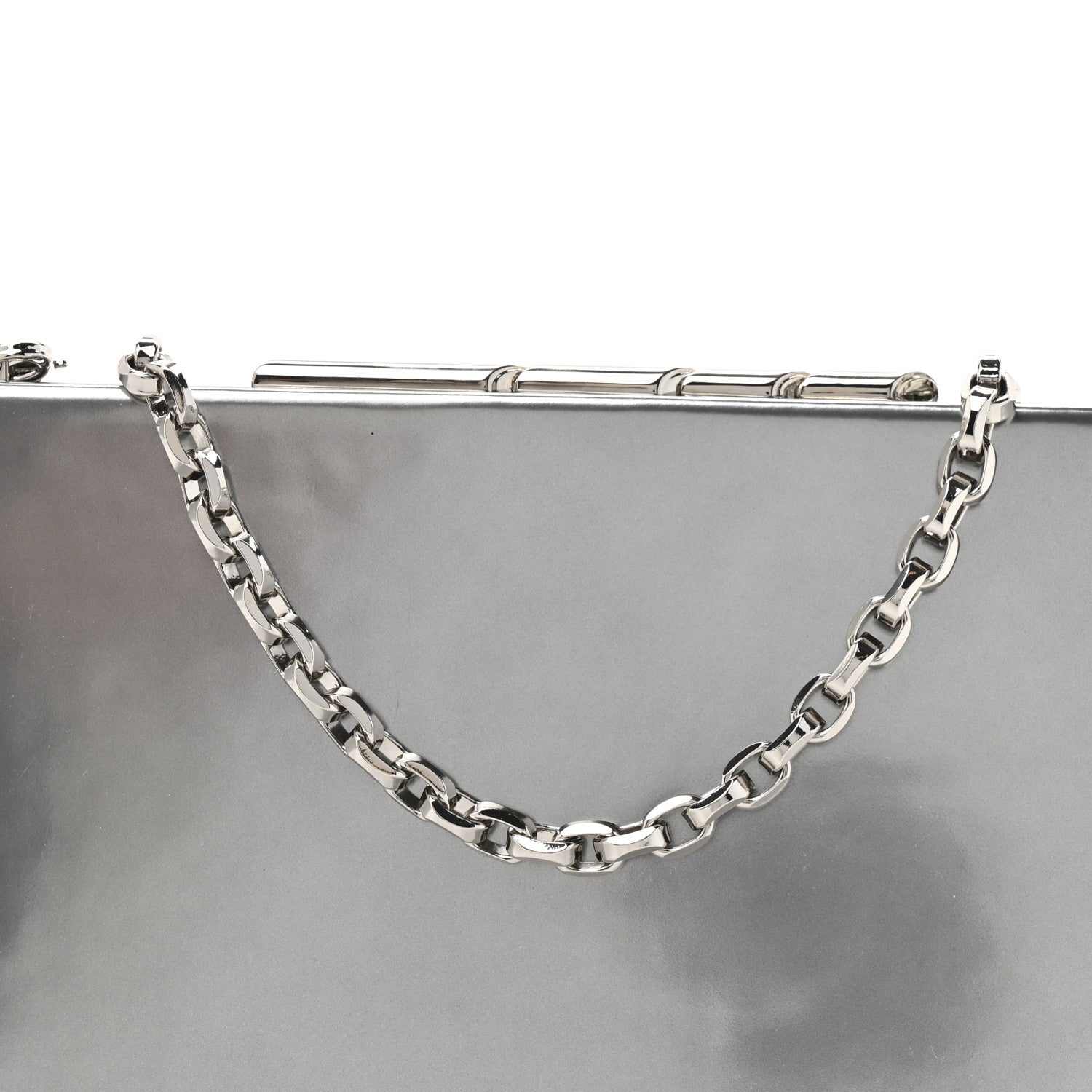 Metallic Calfskin Clutch Silver