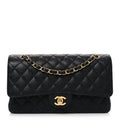 Caviar Quilted Medium Double Flap Black