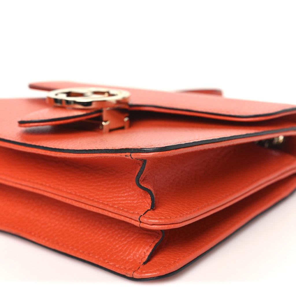 Dollar Calfskin Small Interlocking G Shoulder Bag Sun Orange