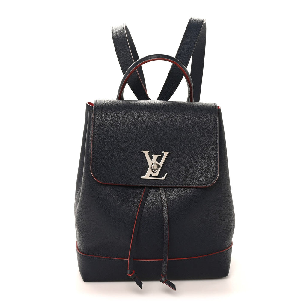Soft Calfskin Lockme Backpack Marine Rouge