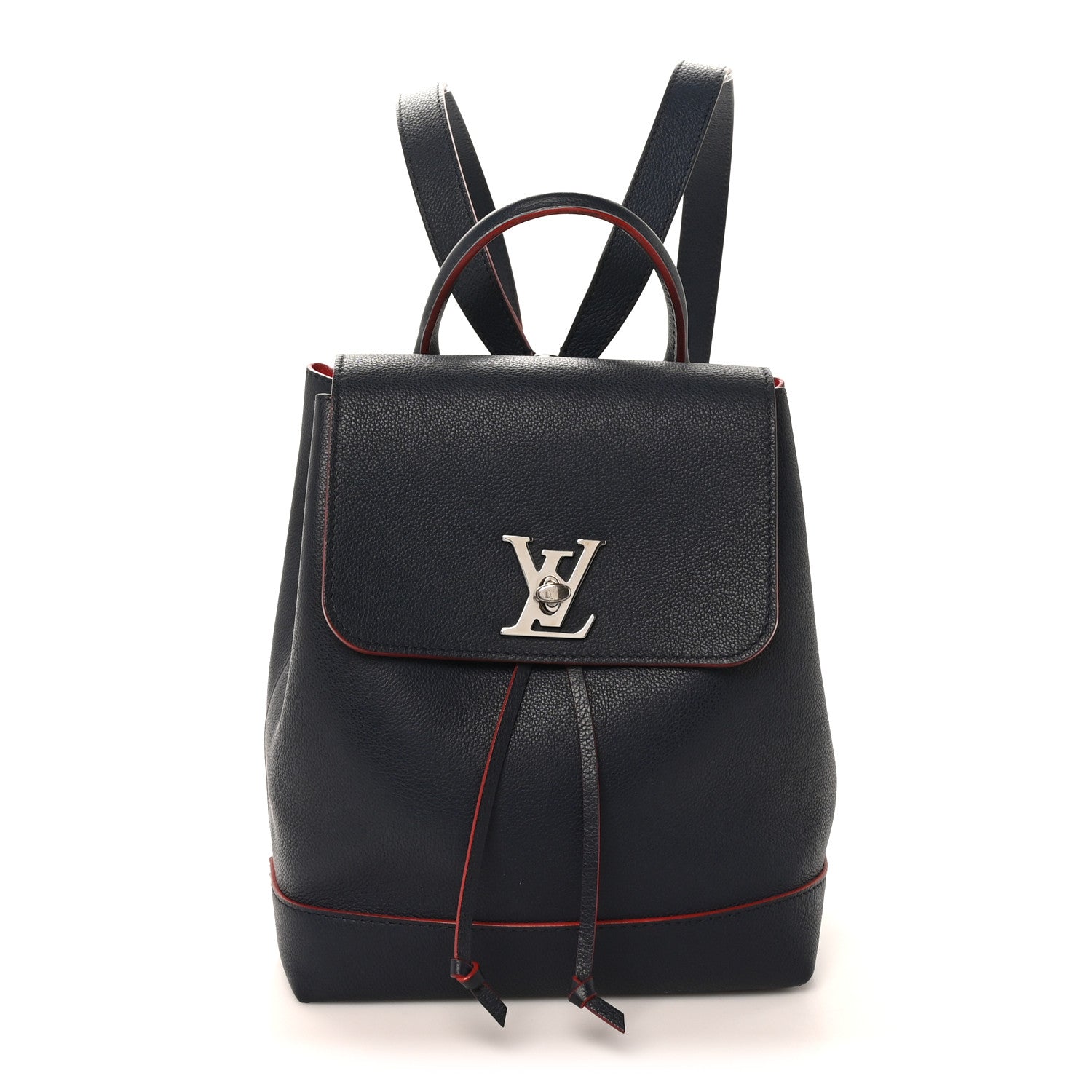 Soft Calfskin Lockme Backpack Marine Rouge