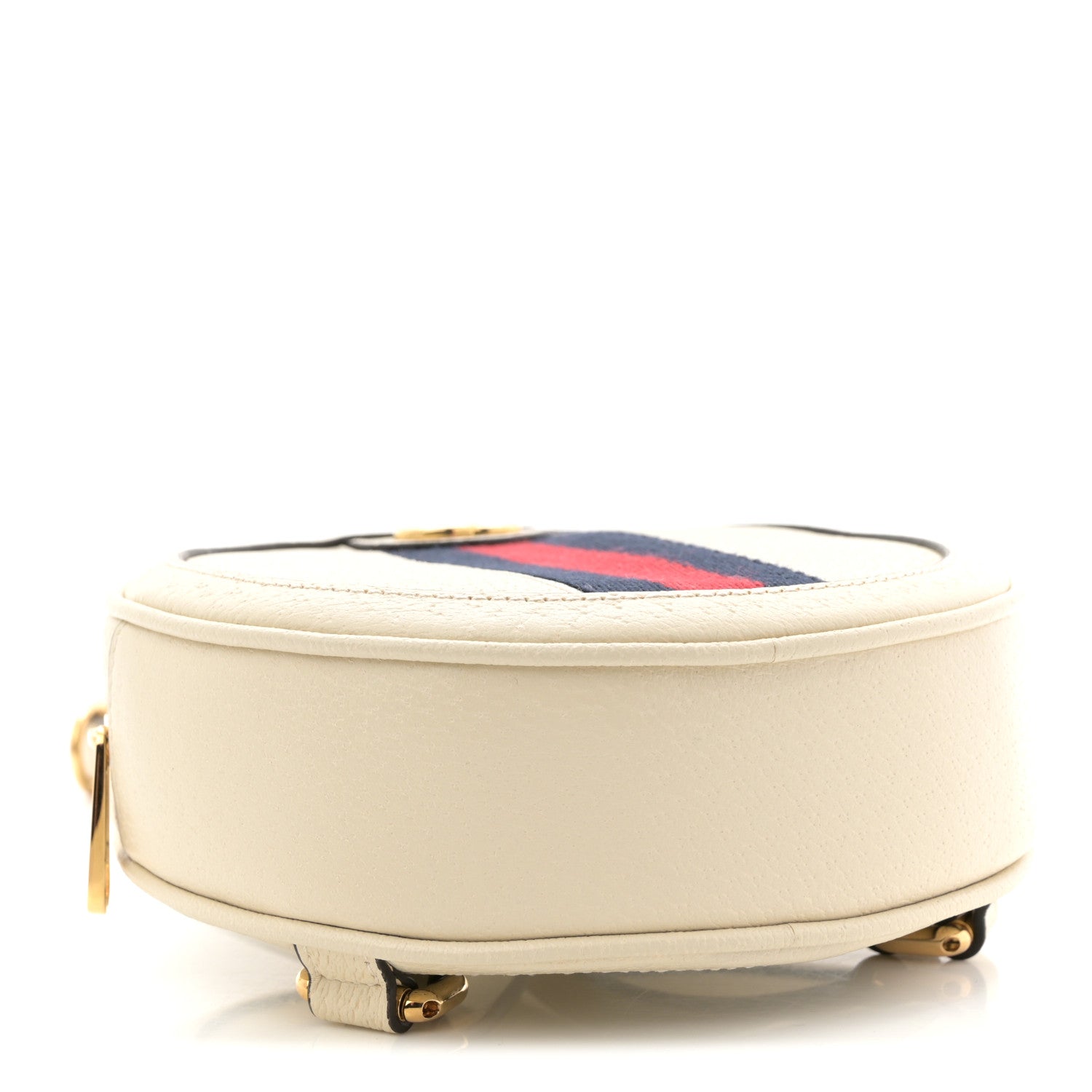 Textured Calfskin Web Mini Ophidia Round Backpack Mystic White