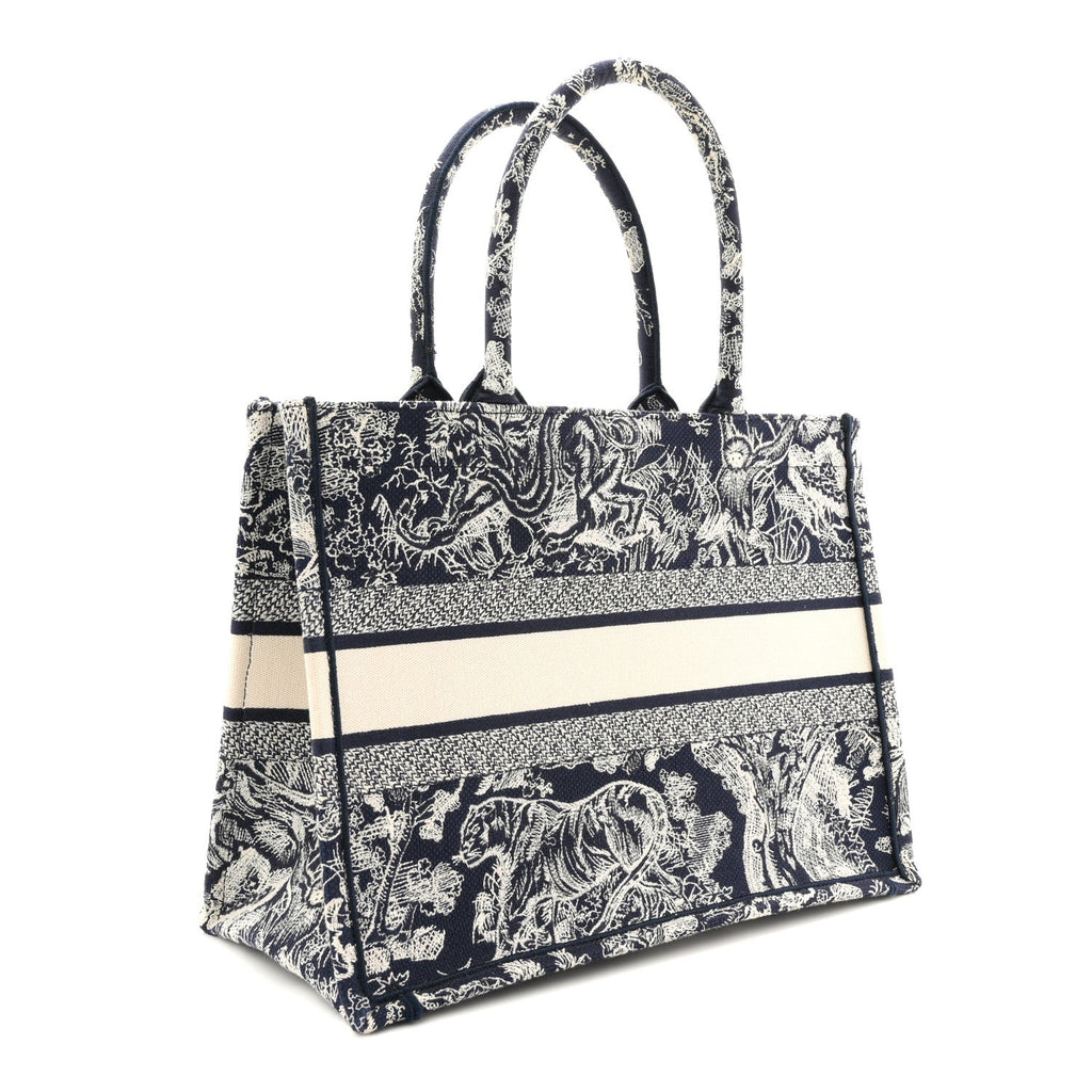 Canvas Embroidered Medium Dioriviera Toile De Jouy Book Tote Blue
