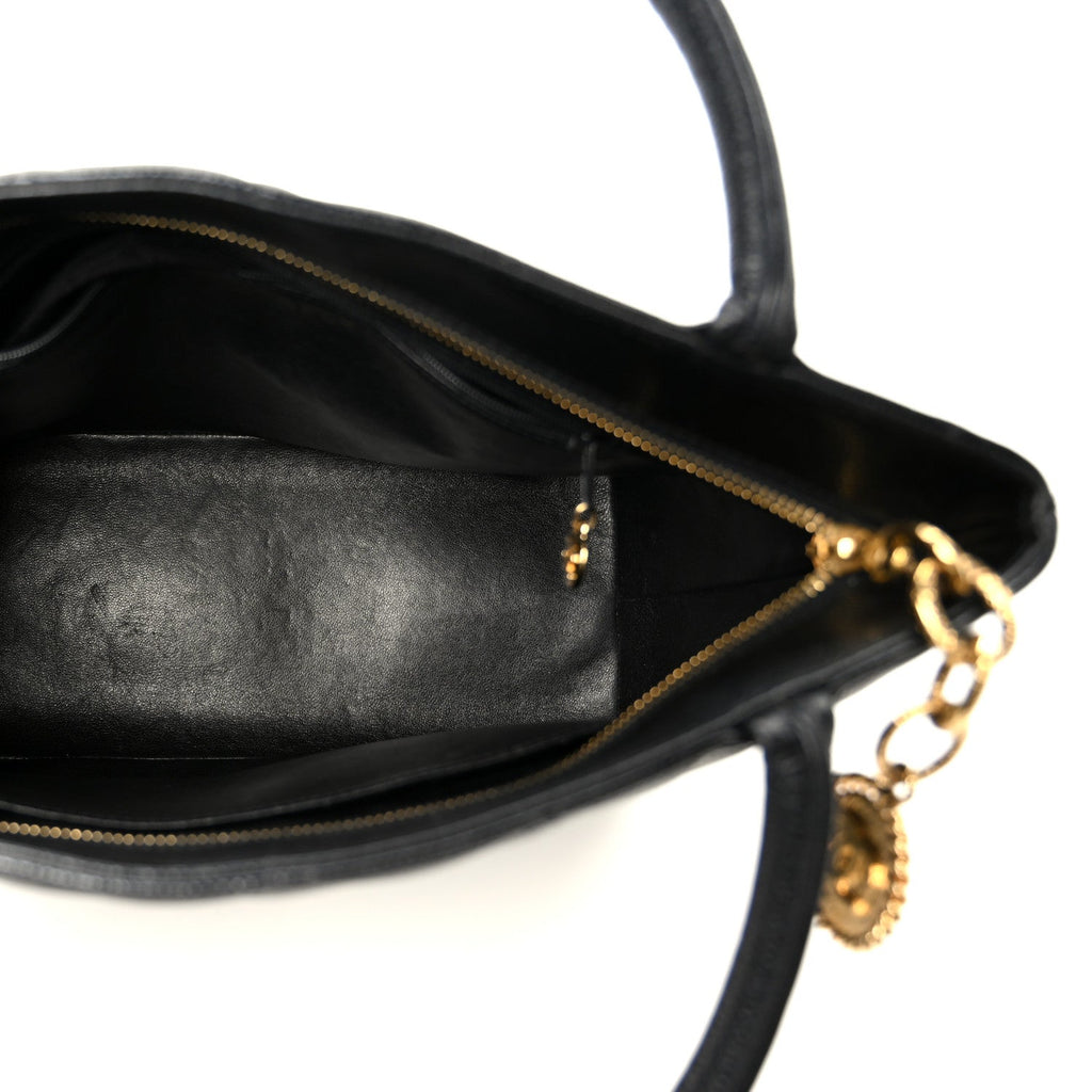 Caviar Quilted Medallion Tote Black