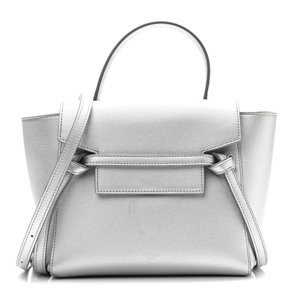 Laminated Calfskin Nano Belt Bag Silver