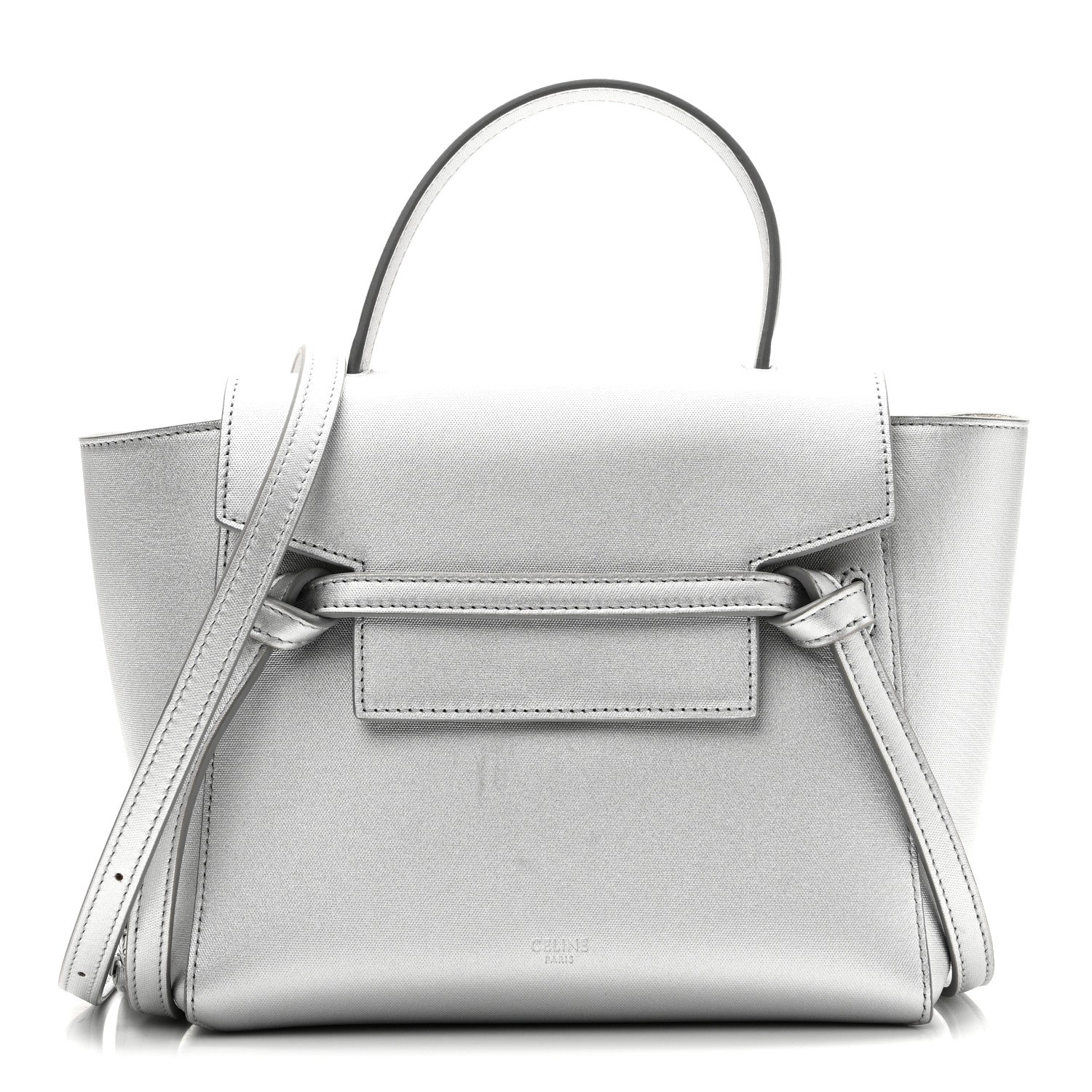 Laminated Calfskin Nano Belt Bag Silver