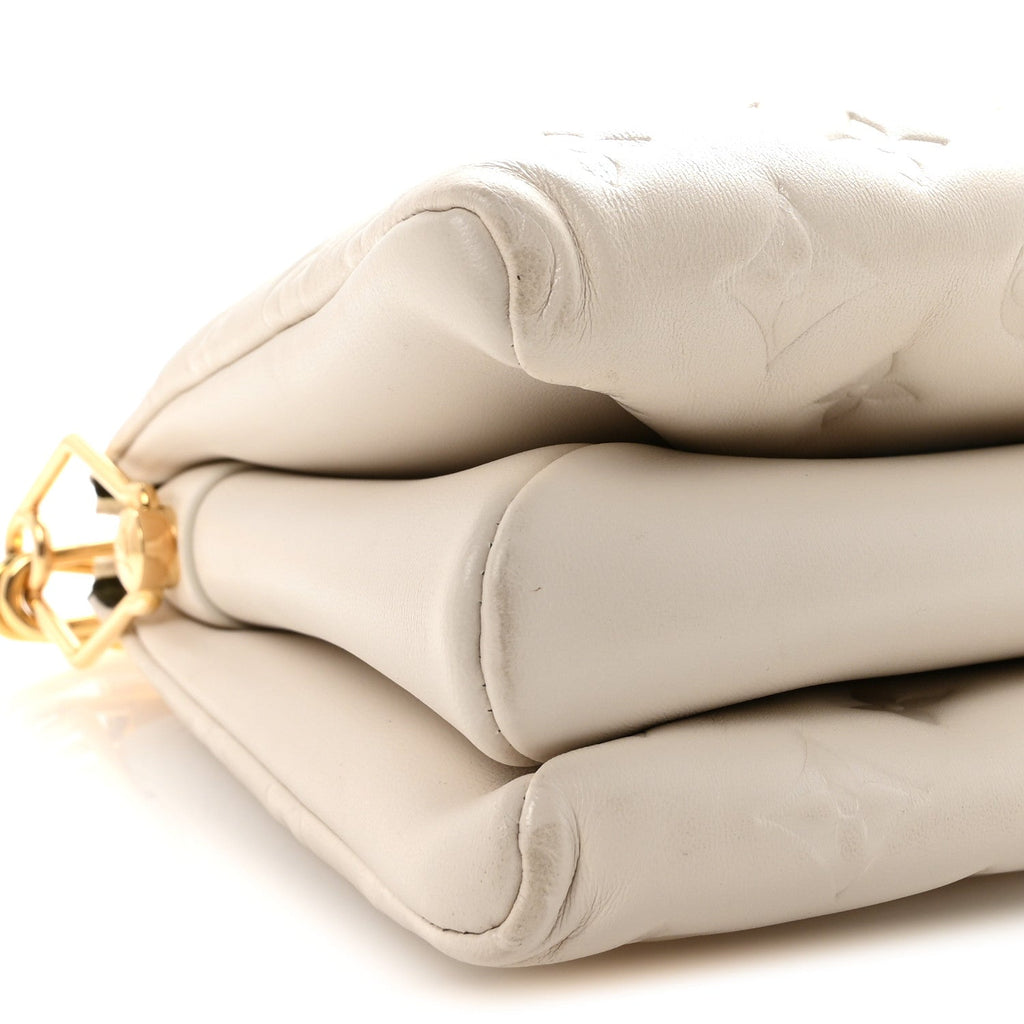 Lambskin Embossed Monogram Coussin PM White